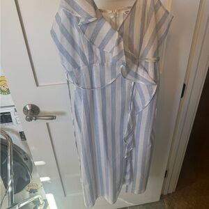 Zara Europe Blue and White Dress